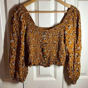 American Eagle. Small. Orange Flowery Blouse.